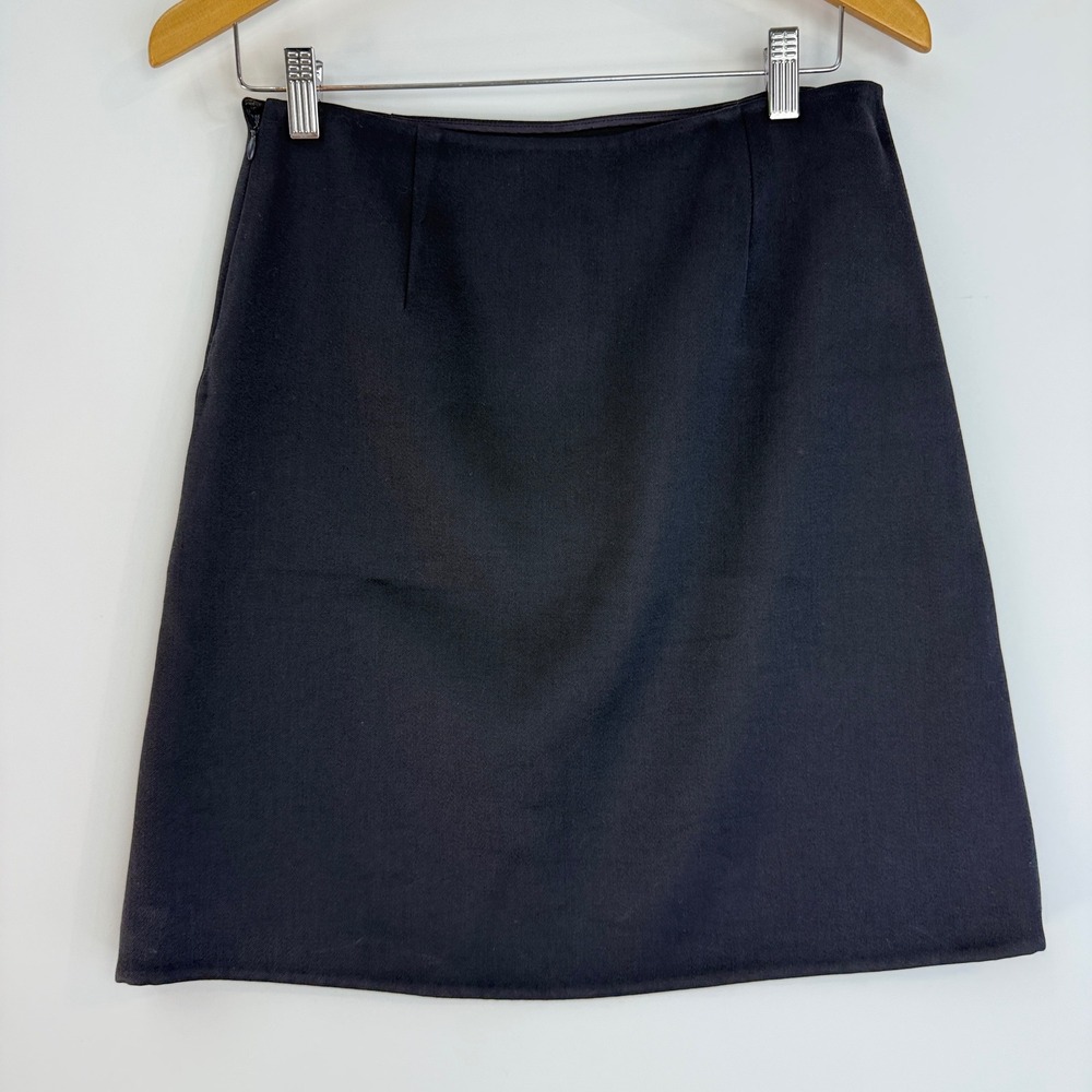 Prada Mini Skirt Womens IT 40 Black Cotton Wool Silk Patch A-Line Italy - Picture 7 of 16